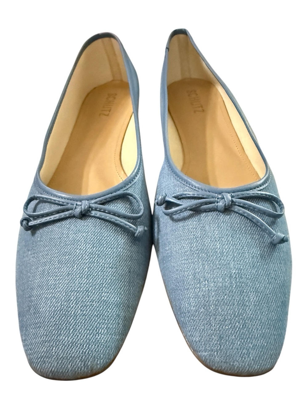 Schutz Arissa Blue Square Toe Bow Ballet Flats Women’s Size 11 NIB